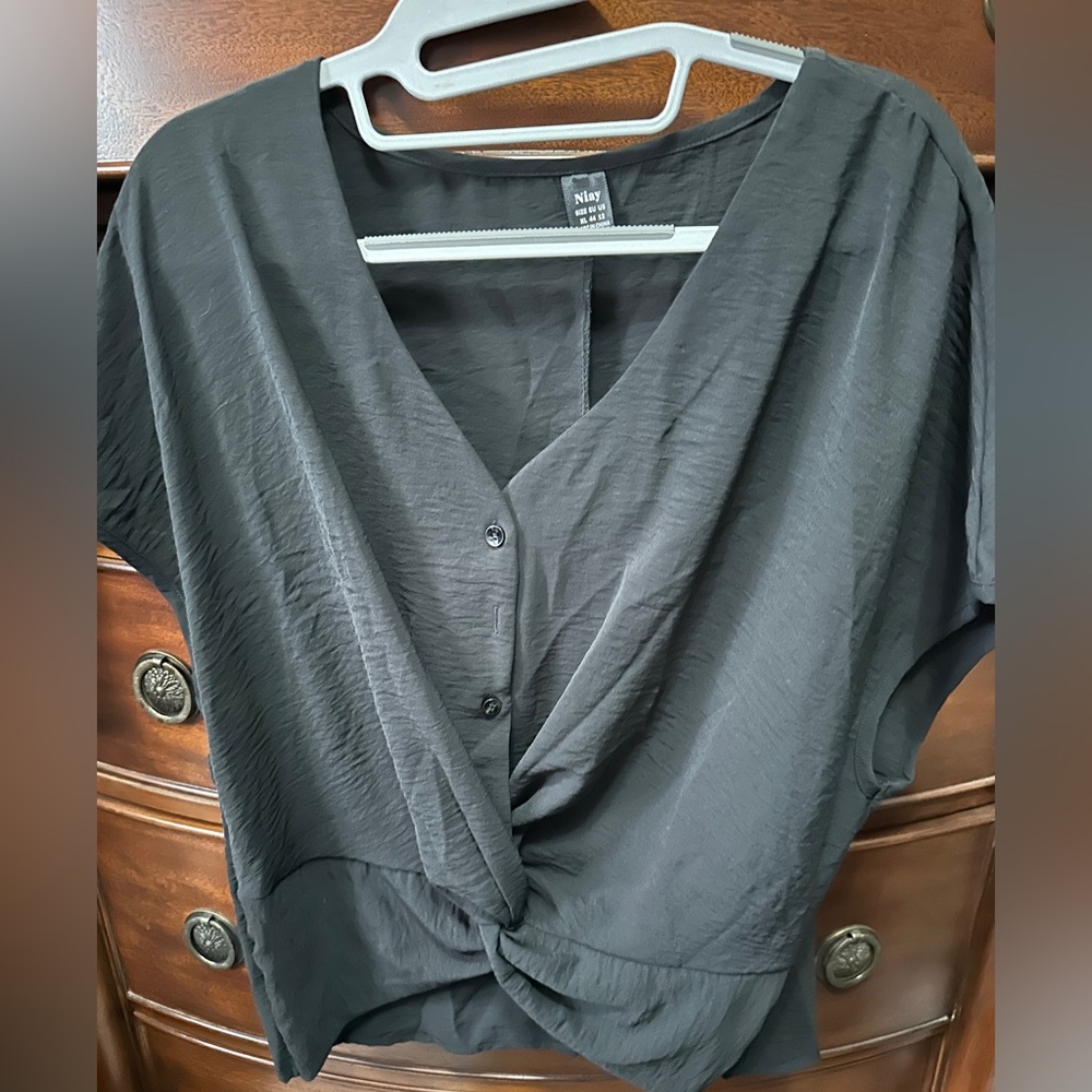 Women's Black Button-Down Top